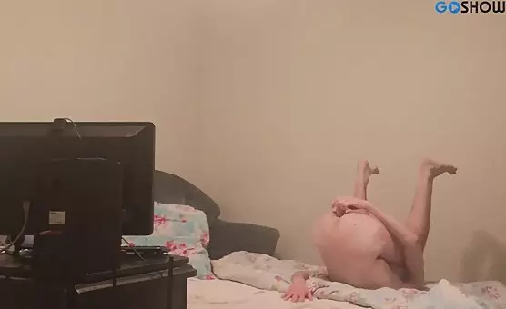 Erotic queer solo anal play with a dildo